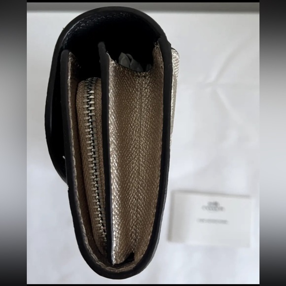 Coach Slim Metallic Envelope Wallet Platinum Logo Signature - Picture 8 of 8